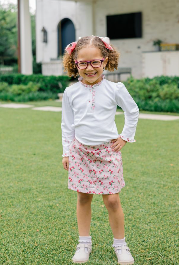 LS Henley Shirt & Skirt Set - Zinnia Blooms