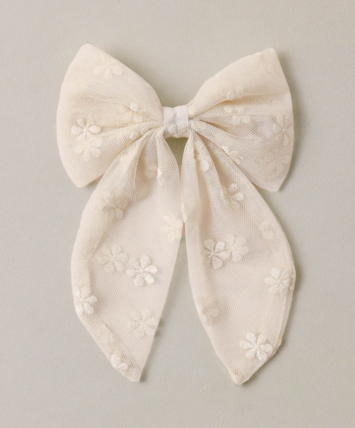 Everly Bow - Embroidered Daisy