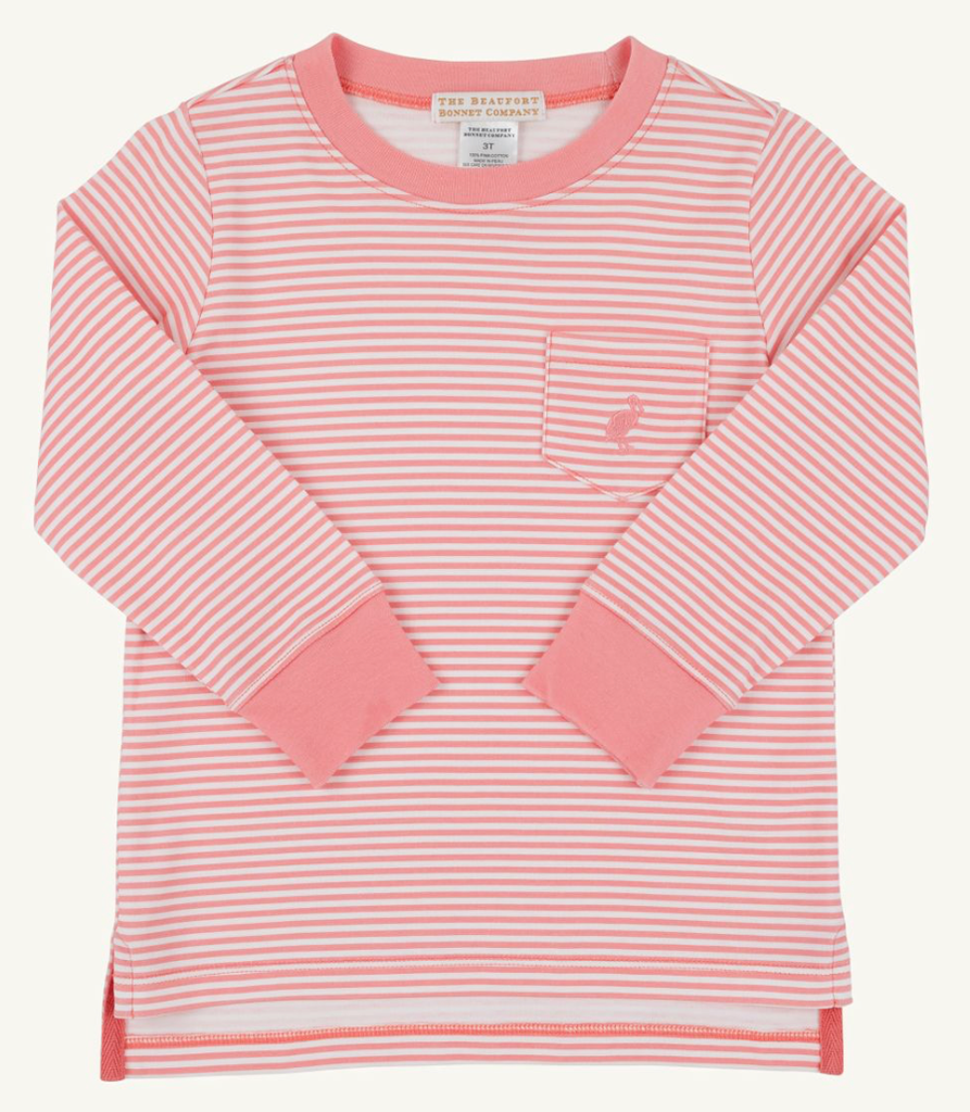 Long Sleeve Carter Crewneck - Parrot Cay Coral Stripe