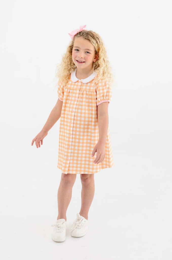 Tabitha's Teacher's Pet Dress (Heavy Weight Knit) - Seashore Sherbet Gingham