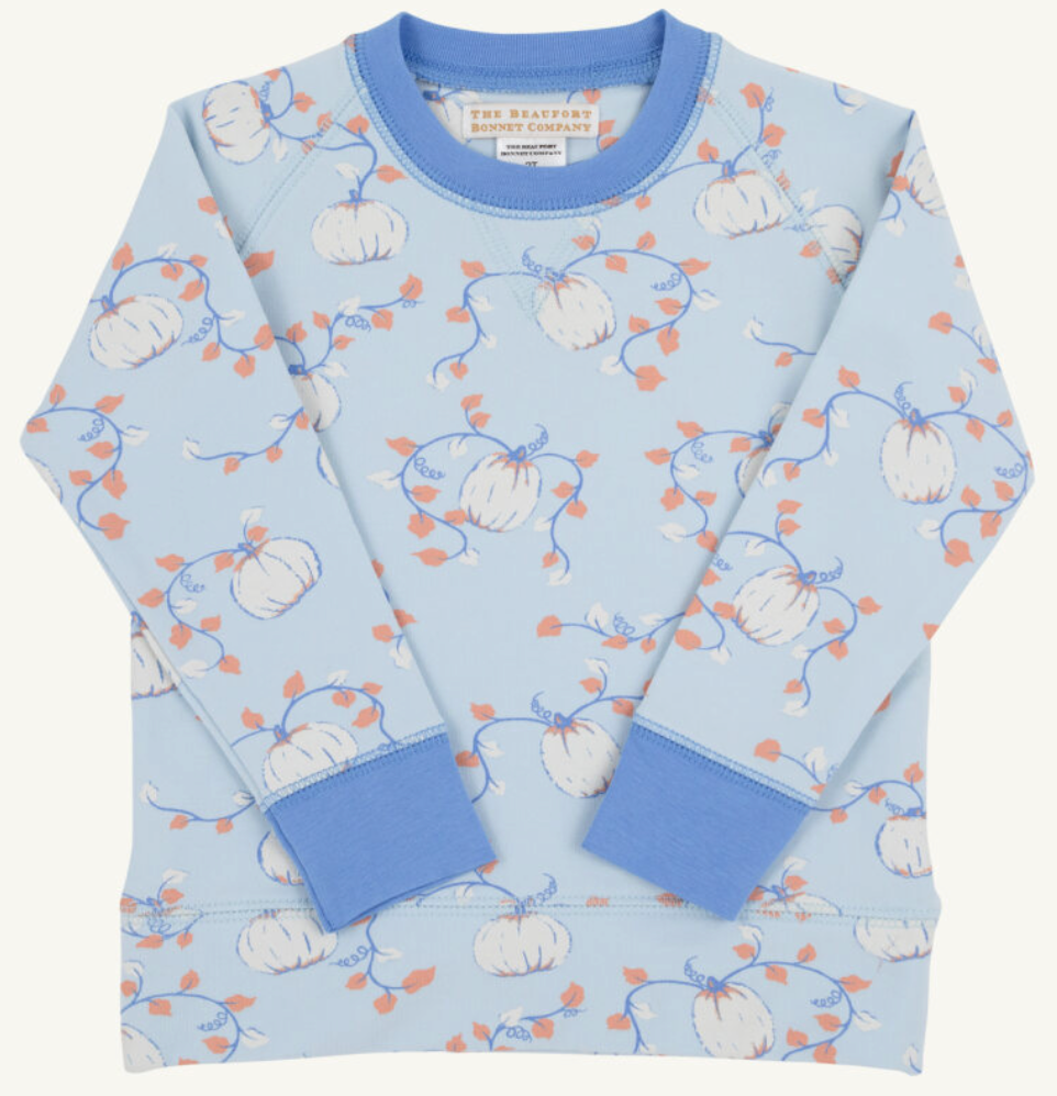 Cassidy Crewneck (Boy) - Gourd-geous (Buckhead Blue)/Barbados Blue