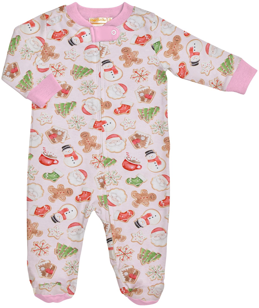 Santa's Treats Pink Zip Footie