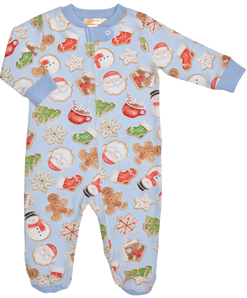 Santa's Treats Blue Zip Footie