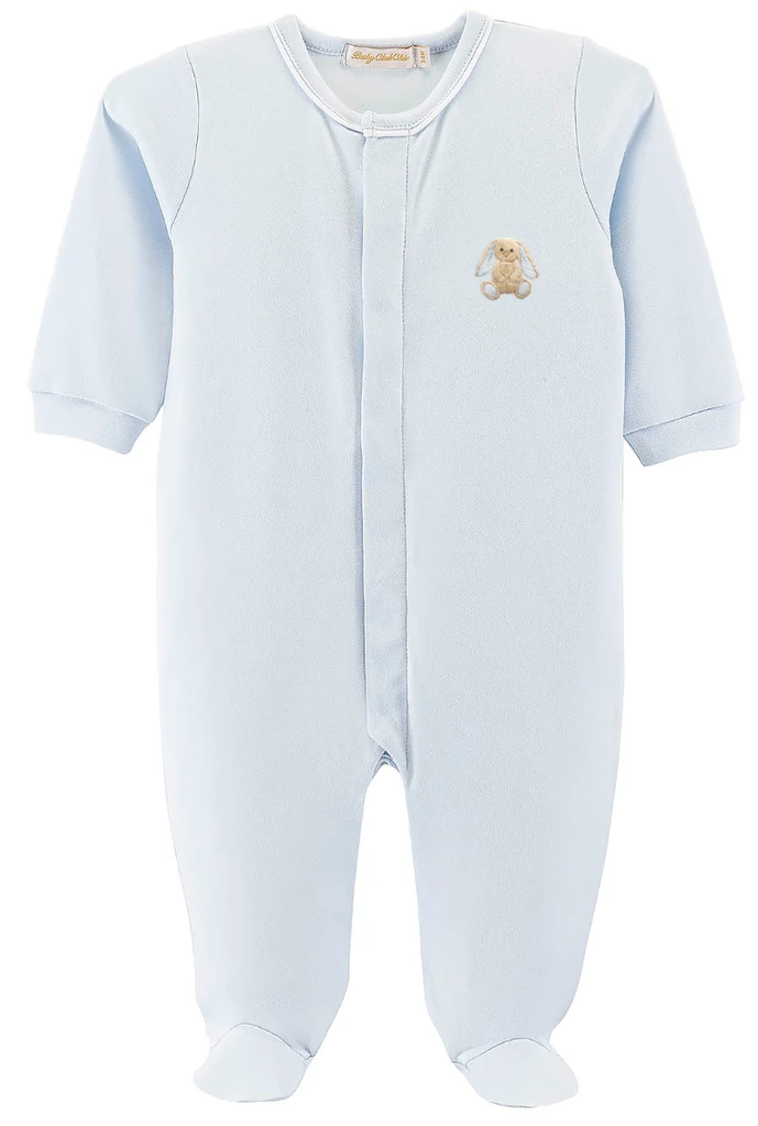 Blue Bunny Embroidered Pima Footie