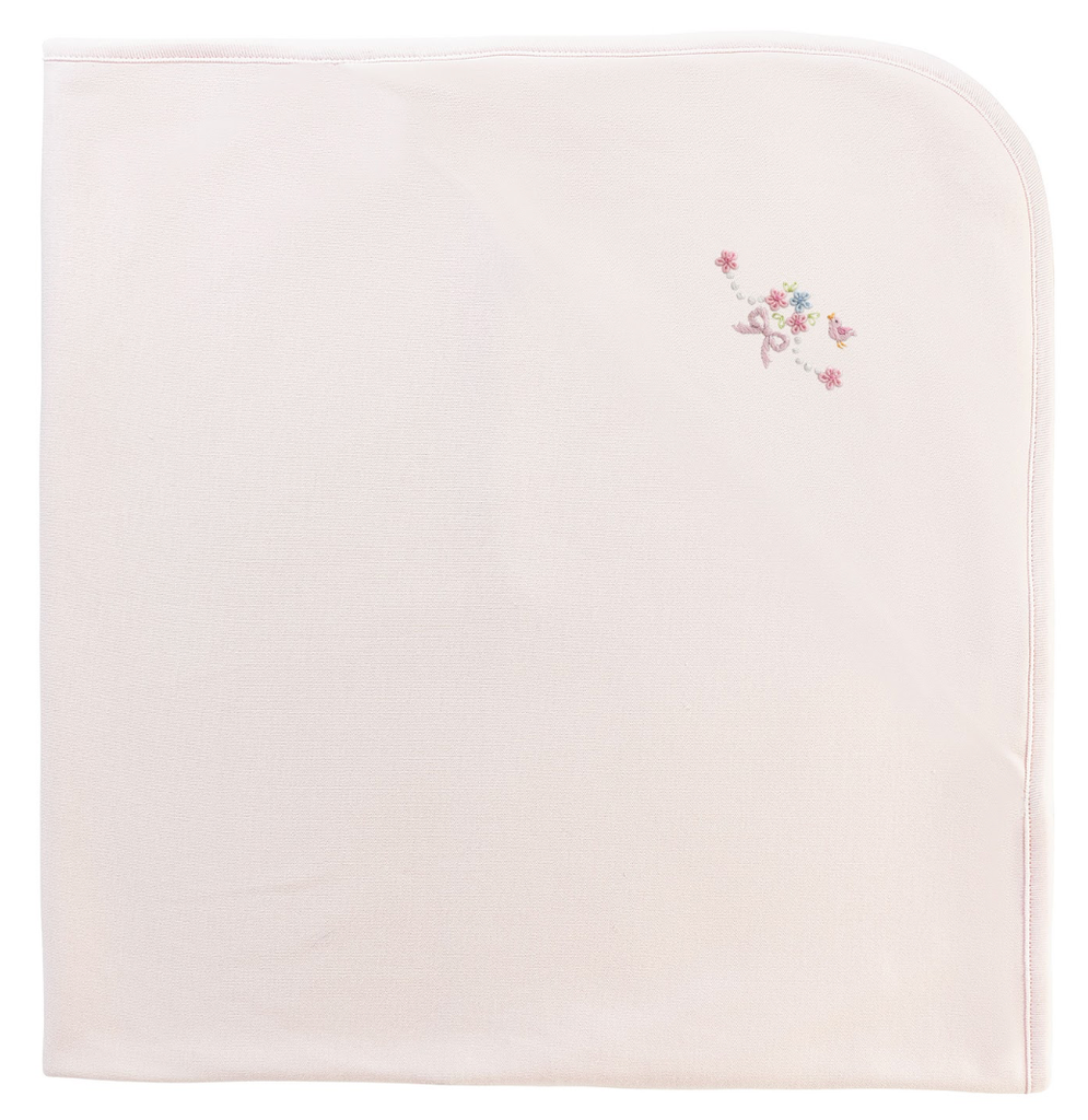 Sweet Bows Embroidered Pima Receiving Blanket