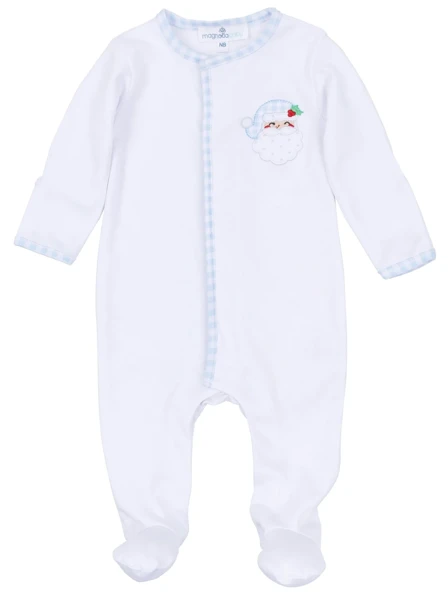 Sweet St. Nick Applique Footie - Blue
