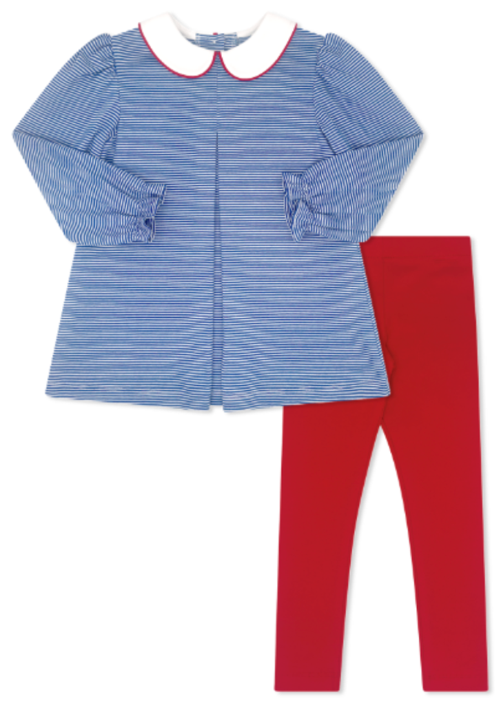 Caroline Legging Set - Royal Ministripe/Red