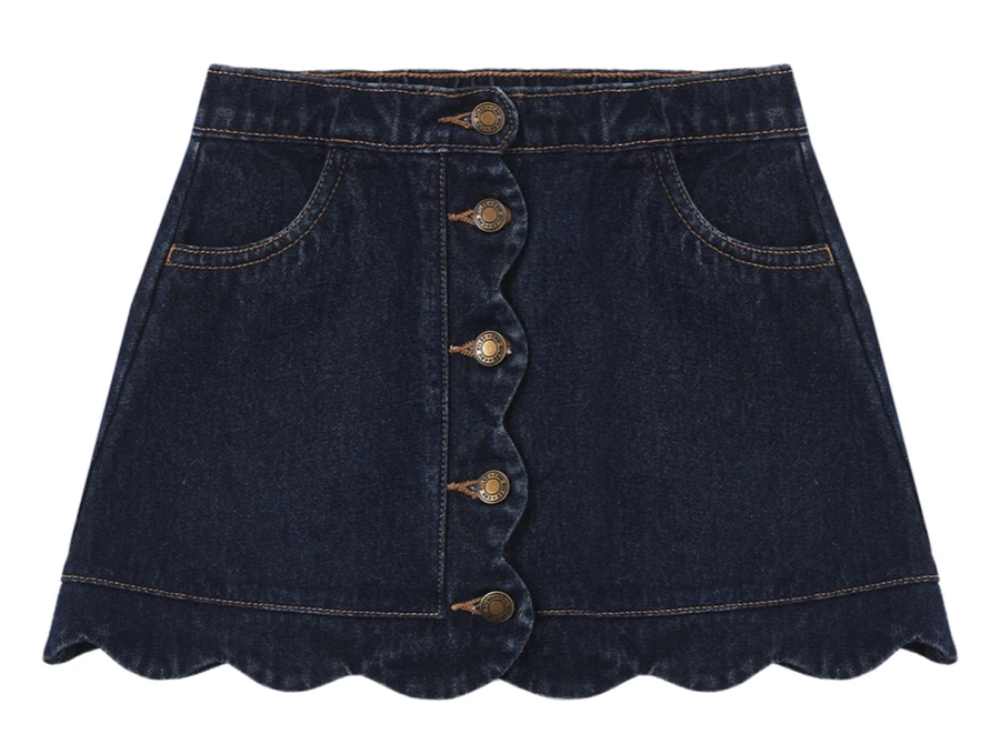 Scallop Mini Skirt - Dark Indigo