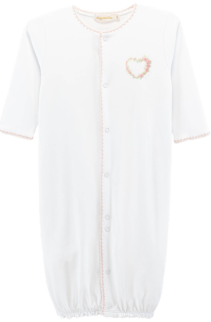Sweet Heart Embroidered Pima Conv. Gown with Crochet Trim