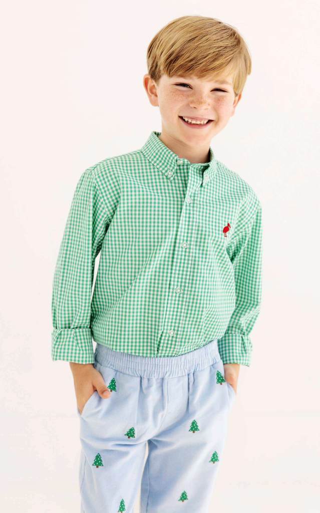Deans List Dress Shirt - Gibson Island Green Mini Gingham/Richmond Red