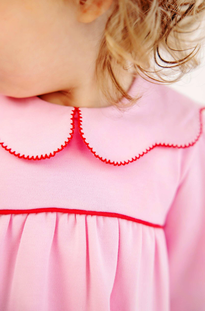 Long Sleeve Maude's Day Dress - Pier Party Pink/Richmond Red