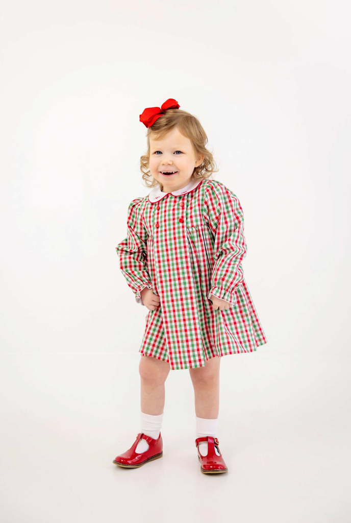 Della Marie Dress - Richmond Red and Kiawah Kelly Green Gingham/Worth Ave White