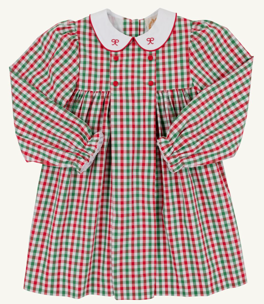 Della Marie Dress - Richmond Red and Kiawah Kelly Green Gingham/Worth Ave White