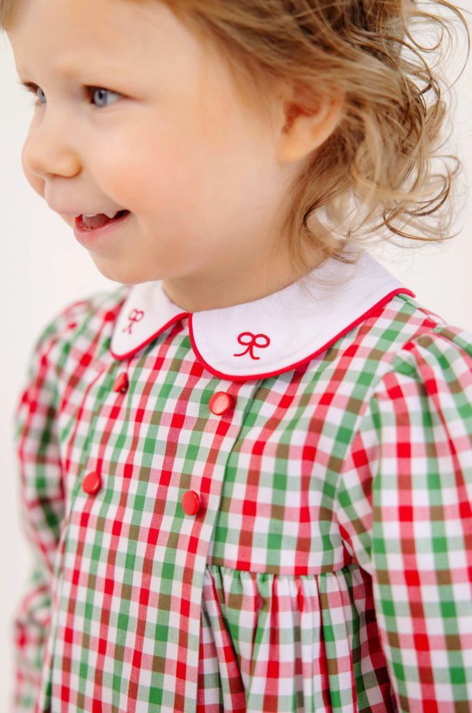 Della Marie Dress - Richmond Red and Kiawah Kelly Green Gingham/Worth Ave White