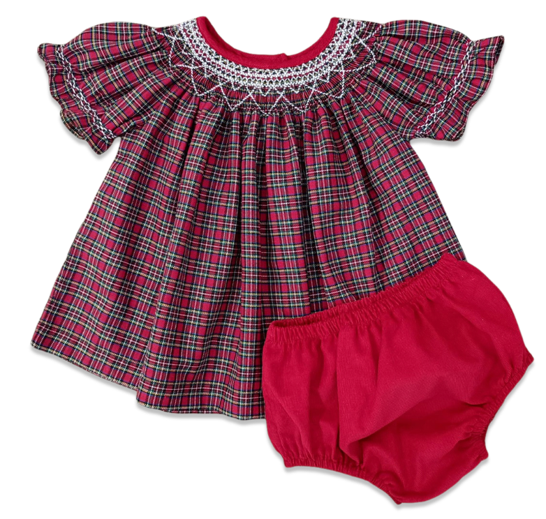 Smocked Bishop Heirloom Set - Holiday Plaid