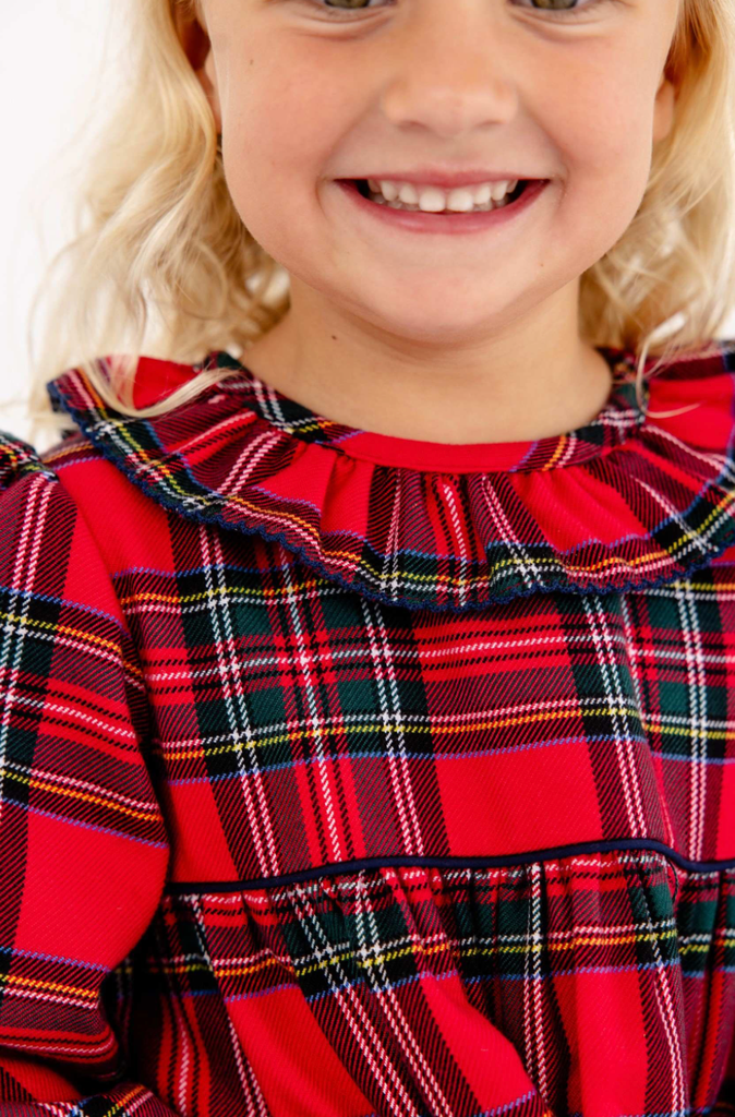 Long Sleeve Ramona Ruffle Dress - Society Prep Plaid / Worth Avenue White