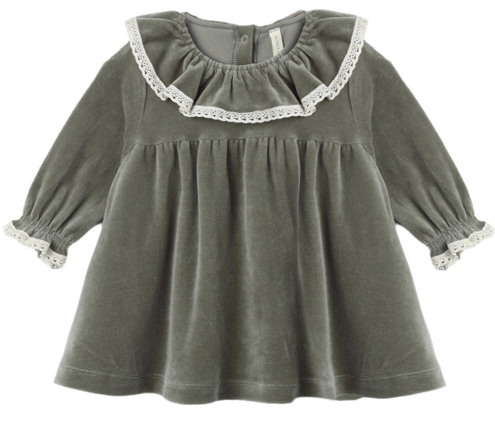 Velour Baby Dress - Spruce