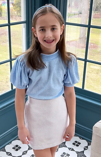 Short Sleeve Velvet Top - Blue