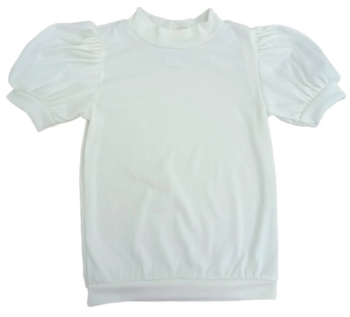 Short Sleeve Velvet Top - White