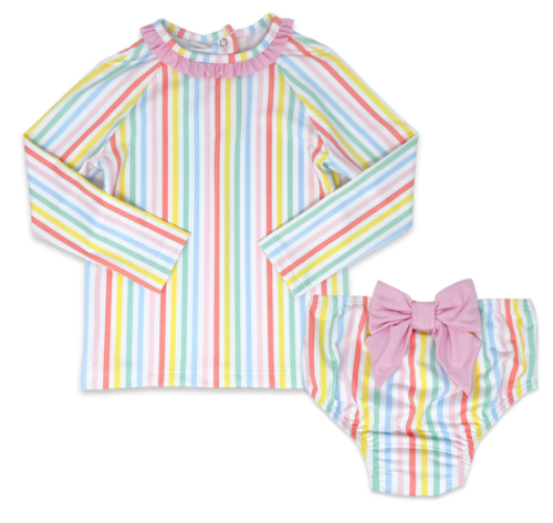 Sun & Sand Rashguard Set - Rainbow Stripe