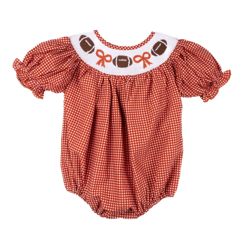 Orange Gingham Football Hallie Bubble
