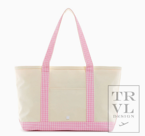 Medium Tote - Coated Canvas Gingham Pink