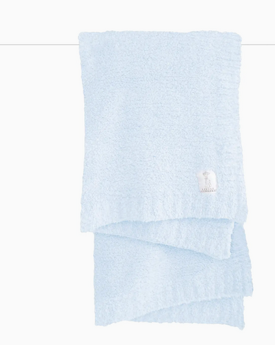 Plush Chenille Knit Baby Blanket Blue
