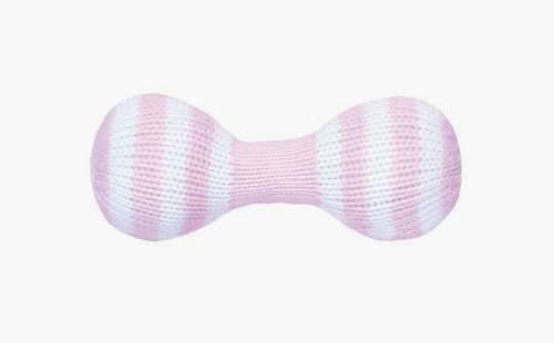 Dumbbell Knit Rattle - Pink