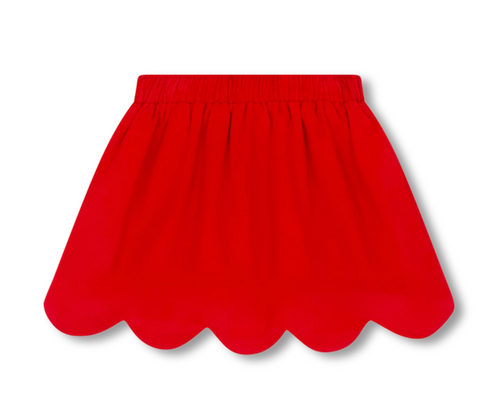 Susie Scallop Skirt - Red Corduroy