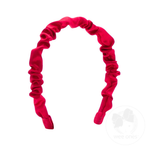 Satin Ruffled Headband - Red