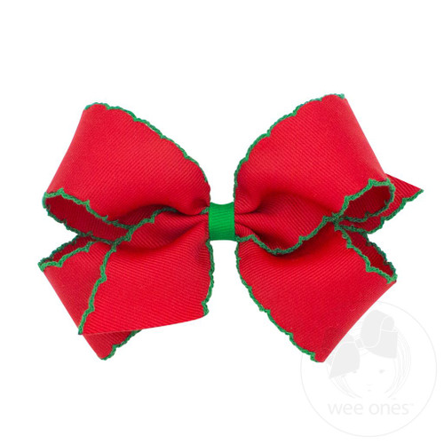 Medium Moonstitch Edge Bow - Red/Green