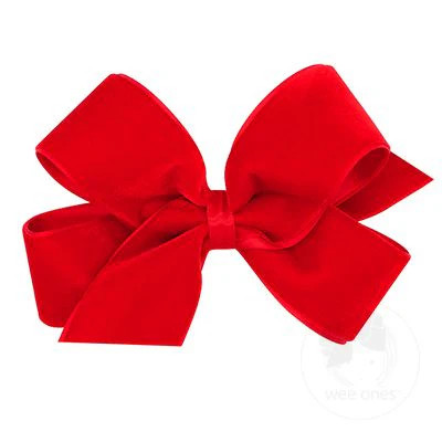 Medium Velvet Bow with Satin Lining - Red