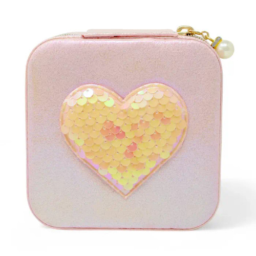 Sequin Heart Jewelry Box - Pink