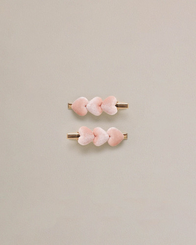 Velvet Heart Clips - Pink