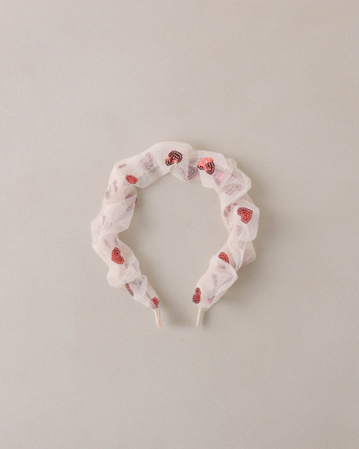 Gathered Headband - Red Hearts 