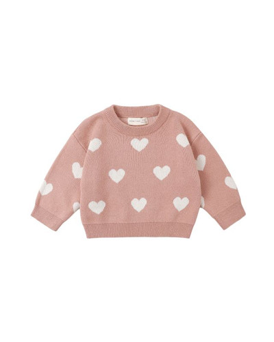 Heart Knit Sweater Pink