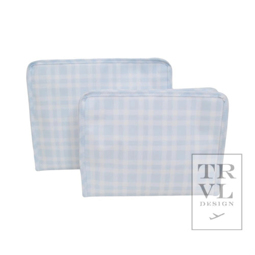 Roadie Large - Pimlico Plaid Blue Zip Pouch