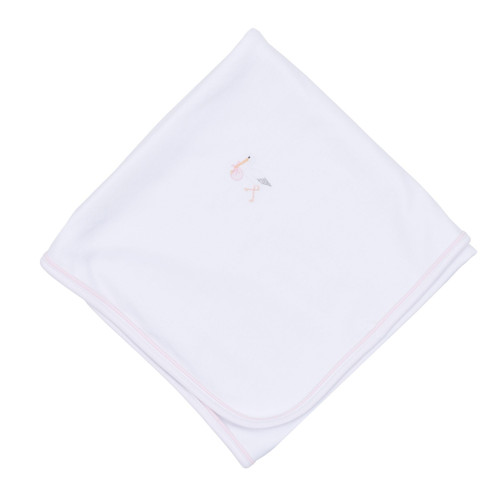 Vintage Stork Pink Receiving Blanket