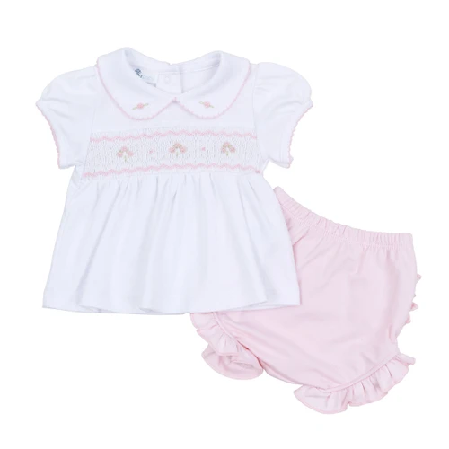 Lillian and Landry's Classics Pink Smocked Diaper Cover Set