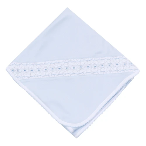 Lillian and Landry's Classics Light Blue Smocked Receiving Blanket