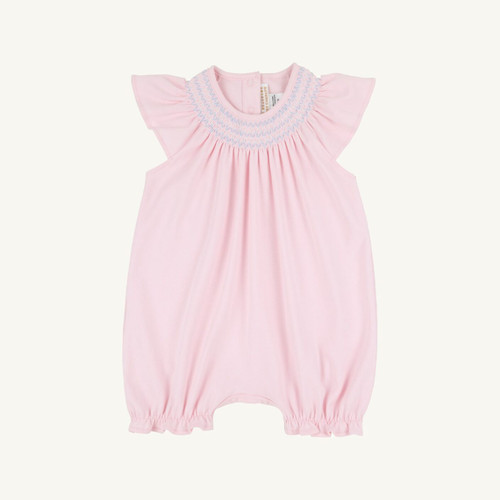 Sandy Smocked Romper - Palm Beach Pink/Beale Street Blue and Worth Ave White