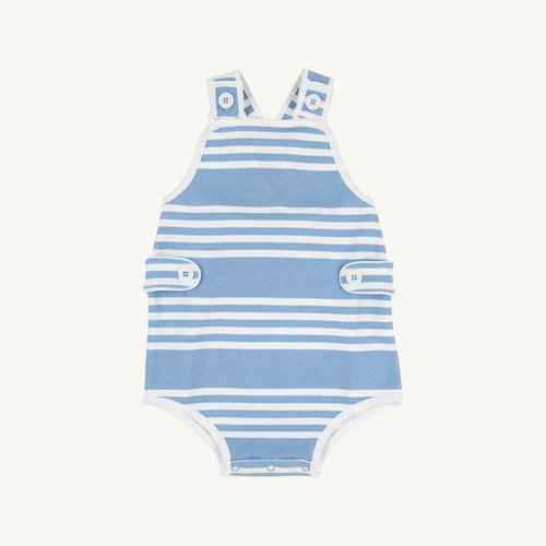 Skipper Sunsuit Pima - Saddle Ridge Stripe (Sarasota Sky)/Worth Ave White