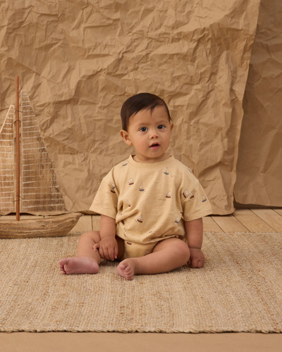 Relaxed Bubble Romper - Sailboats