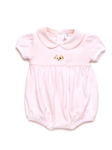 Spotted Girl Puppy Bubble - Light Pink Mini Stripe