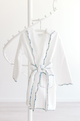 Bathrobe - Blue Floral Trim