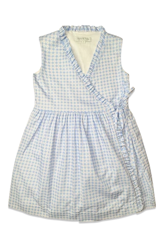Sleeveless Ruffle Wrap Dress - Patriotic Plaid