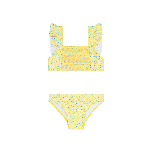 Girls Petite Fleur Smocked Ruffle Strap Bikini
