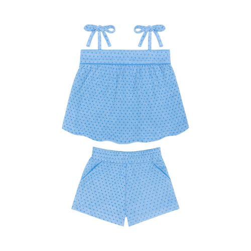 Girls Le Marin Dot French Terry Tie Top And Short Set