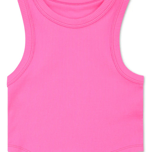 Bright Pink Cropped Racerback Top