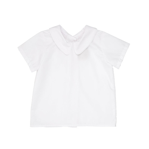 Short Sleeve Peter Pan Shirt Broadcloth - Worth Ave White